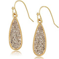 Teardrop Dangle Earrings for Women with Simulated Druzy Stones, in Gold or Rose Gold Tone - color: Gold - Gold Stone