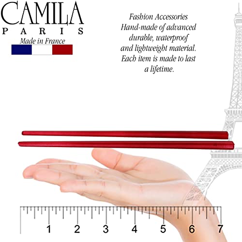 Camila Paris CP3178 French Twist Stick Hair Pin, Set of 2 Red, Girls Chopsticks Hair Pins for Girls Spiral Updo Chignon Bun Holder, Styling Hair Accessories for Women, Made in France - color: Red