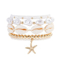 Shell Bracelet Seashell Boho Beaded Stretch Bracelets for Women Summer Beach Bracelets Starfish Charm Bracelet Stackable Gold Plated Bracelets Set for Women - color: a-shell bracelet