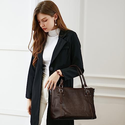 HESHE Genuine Leather Purses and Handbags for Women Tote Shoulder Bag Satchel Purse Top Handle Bags Hobo Crossbody Purse - color: Coffee, size: Medium