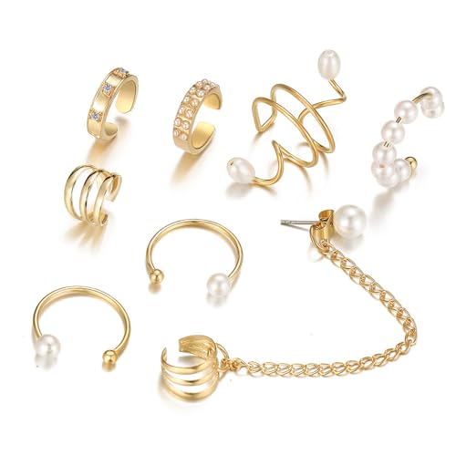 Ear Cuff Earrings for Women Chunky Ear Cuff Colourful Non Pierced Ear Cuff Non Piercing Clip On Cartilage Wrap Cuff Earrings Jewelry Gifts - color: 246Gold