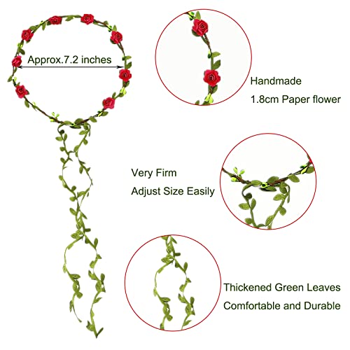 10 PCS Flowers Crown Floral Garland Headband Rose Flower Wreath For Travel And Wedding Festivals - color: ZHH-10