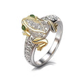 Frog Ring for Women Men Gold And Silver Money Frog Rings Green Rhinestone Cute Animal Ring Bohemian Rings Lucky Wealth Jewelry Accessories Summer Vacation Gifts for Women Men