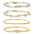 Dainty 14K Gold Lantern Beaded Bracelets Stack for Women,4PCS Colorful Glass Beads Stretch Stackable Bracelets Set Fashion Prom Jewelry Gift Friendship - color: White