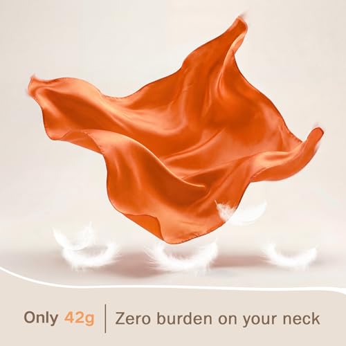 American Trends Women Silk Feeling Scarf Satin Head Scarves Square Wrap Neck Scarf Lightweight Silk Like Bandana - color: Z 2 Pack Orange