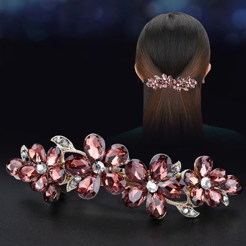 Hair Clips for Women, Rhinestone Bridal Hair Barrettes with Crystal Accents, Sparkly Hair Pins for Wedding, Bride & Long Hair, Formal Evening Hair Accessories