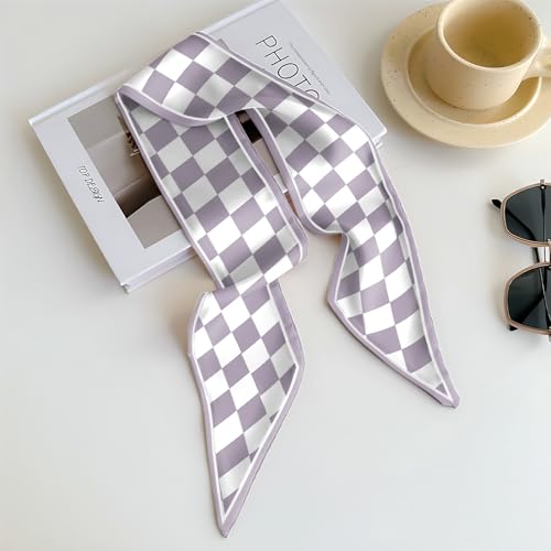 Head Hair Scarf Neck Silk Feeling Scarves Long Thin Satin Fashion Handbag Cute Decoration Women Girls 59 * 6.7'' - color: O-5-purple