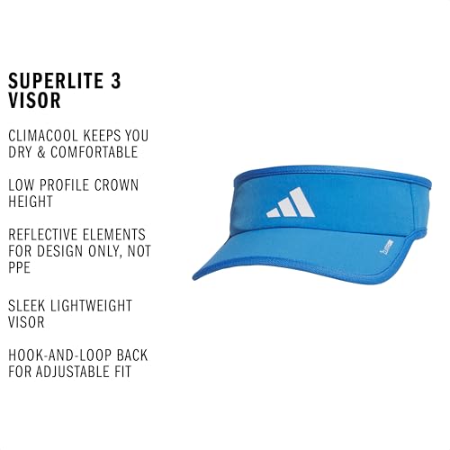 adidas Women's Superlite Visor – Lightweight Moisture-Wicking Running Tennis Hat - color: Ray Blue/White/3