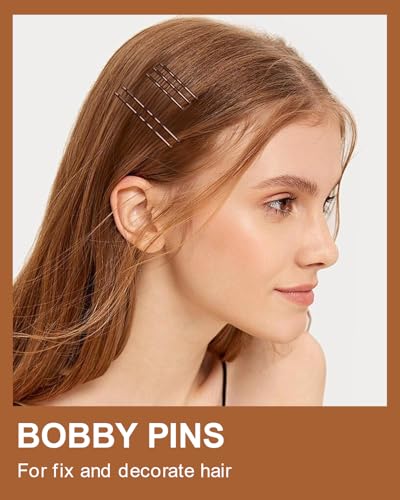 MAORULU Hair Bobby Pins with Cute Case, 250 CT Hair Pins for Buns, Premium U Hair Accessories for Women, Girls and Kids, Great for All Hair Types (Variety U & Bobby Pins Brown) - color: Variety U & Bobby Pins Brown