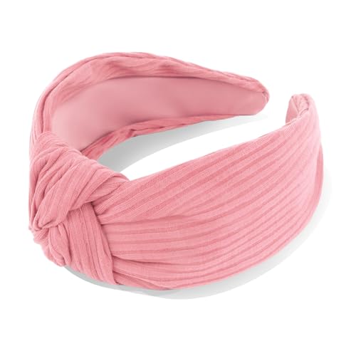 YISSION Wide Knotted Headbands for Women Non Slip Head Band Pink Headband Fashion Top Knot Hairband Hair Accessories for Women Girls - color: Pink