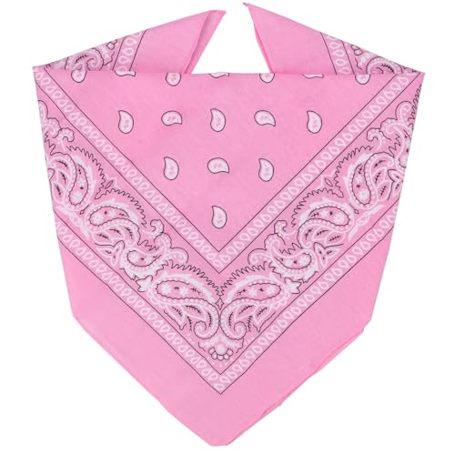 ZENO 100% Cotton & Natural Fibers Bandana Scarf - Soft, Durable, Machine Washable – Unisex for Men & Women - color: Pink Single