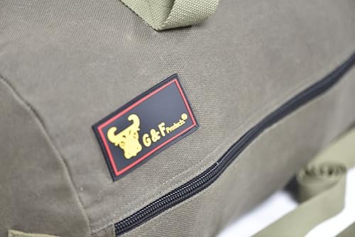 Waxed Canvas All Purpose Military Style Duffle Bag, Water-Resistant, Adjustable Strap, Fully Lined, Double Zipper Closure, heavy Duty, Olive Green - color: Olive Green (24 inch x 12 inch x 12 inch)