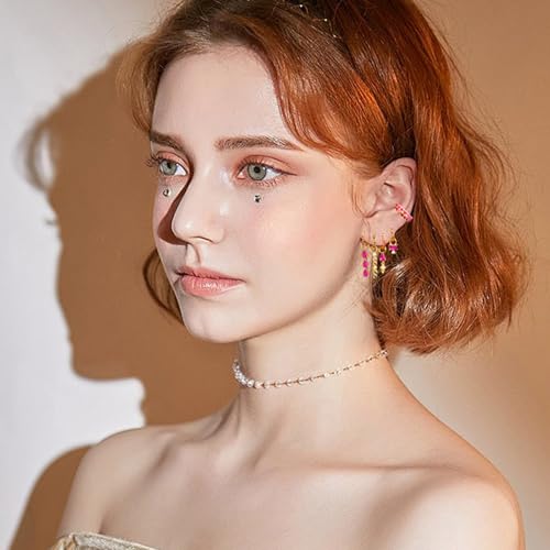 6pcs Gold Hoop Earring Stacks For Women Dainty Colorful Cubic Zirconia Huggie Earrings 18k Gold Hoop Earrings Cartilage Stud Earring Sets For Multiple Piercing - style: Fashion-A