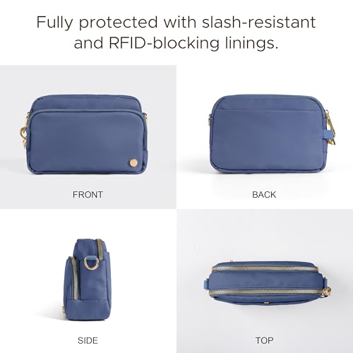 Joryin Anti Theft Crossbody Bag for Women, Slash-resistant RFID Blocking Travel Purses, Small Shoulder Bag Handbag, Nylon - color: Smoky Blue