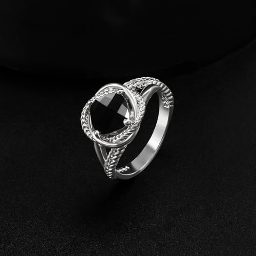 Designer Cubic Zirconia Statement Ring Antique Twisted Cable Wire Rings for Women Fashion Jewelry Gift - color: Black