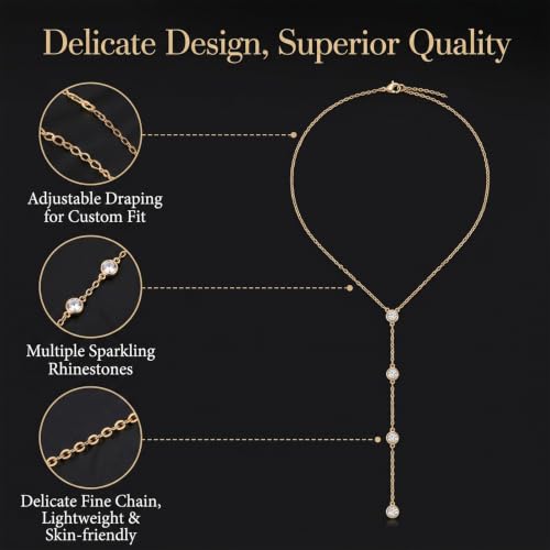 Back Necklace for Backless Dress Body Chain Jewelry for Women Adjustable Rhinestone Chain Necklace Bridal Jewelry for Weddings Summer Vacation - color: A2:body chain