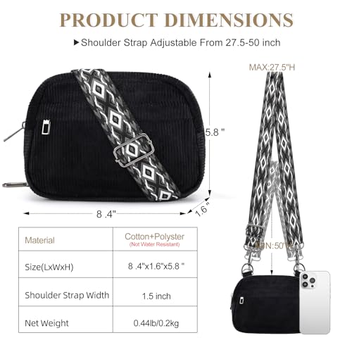 MAXTOP Small Crossbody Bags for Women Belt Bag Fanny Pack with Adjustable Strap - color: Corduroy Black, style: Small Crossbody Bag