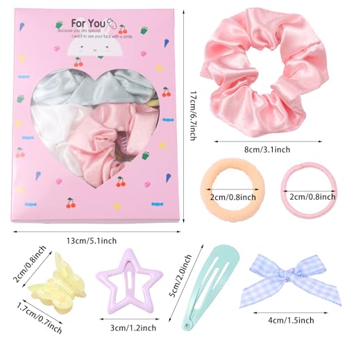 Rosvia 533PCS Hair Accessories Set for Girls,Mini Butterfly Hair Clips and Elastic Hair Ties,Satin Silk Scrunchies,Hair Kit for Toddler Girls - color: Multicolor-3