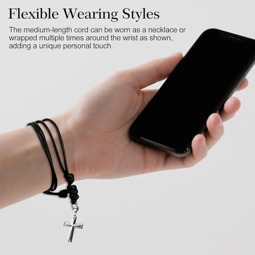 5-Pack Adjustable Handmade Black Cord Necklaces – Boho Rope Chains for Pendants & Amulets, Unisex Jewelry