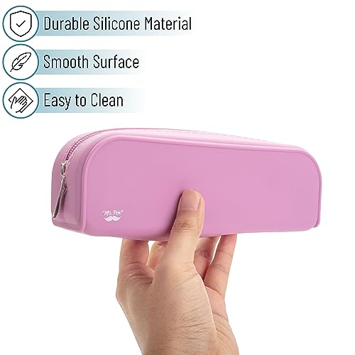 Mr. Pen- Silicone Pencil Case, Aesthetic Pencil Bag for Women, Makeup Pouch | Multifunctional Pouch for Stationery, Cosmetics and Electrical Goods Storage - color: Dusty Pink