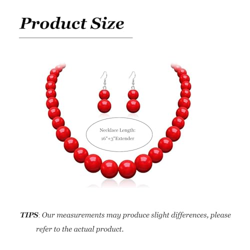 Red Beaded Necklace for Women Choker Gold Toggle Clasp Layered Stack Dainty Statement Western Boho Trendy Summer Vacation Necklaces Birthday Jewelry Gifts - color: B6:Red Beaded Necklace
