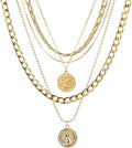 CSIYANJRY99 Chunky Gold Necklaces for Women,Multilayer Punk 80s Hip Hop Necklace,Layered Cuban Link Chain Statement Necklace 90s Freaknik Outfit Accessories for Women - color: Coin Gold