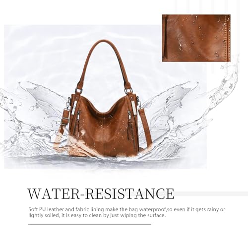 Shoulder Handbags for Women Large Soft Casual PU Leather Hobo Tote Purses - color: 01-yellow Brown