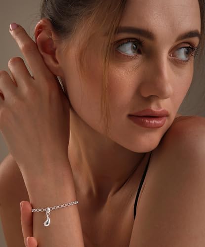 LeCalla 925 Sterling Silver Bracelets for Women | Women’s Link Bracelets | Italian Bead Ball Chain Bracelet | Mother's Day Birthday Anniversary Fashion Jewelry Gift for Women - color: Rolo Link Teardrop