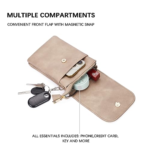 BOSTANTEN Vegan Leather Crossbody Bags for Women Designer Cell Phone Bag Wallet Purses Adjustable Strap - color: A-08-pale Brown