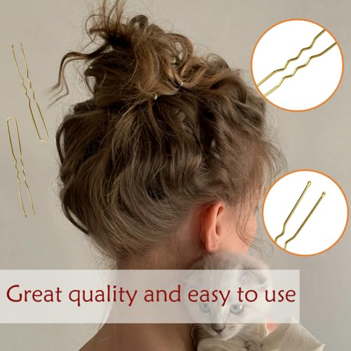 330 Count U Shaped Hair Pins Blonde, YINGFENG 2.4inch Gold Bun Pins Bun Hair Pins for Women Girls with Storage Box, Hair Accessories for All Hair Types - color: Gold(2.4Inch)
