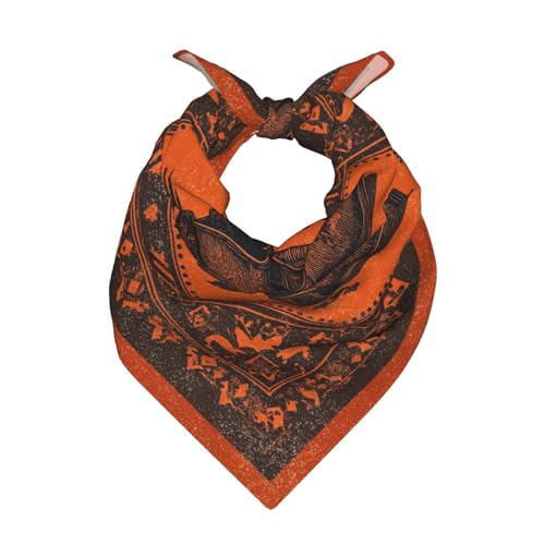 Head Scarf Hair Neck Scarves for Women Fashion Silk Satin Purse Bag Scarfs Handbags Bandana Neckerchief - color: Cowboy Western Orange