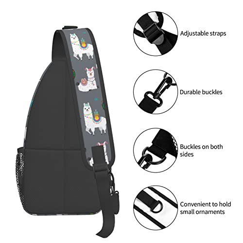 Sling Backpack For Men Hiking Daypack Crossbody Shoulder Bag Travel Chest Pack | Hiking - color: Cute Llama