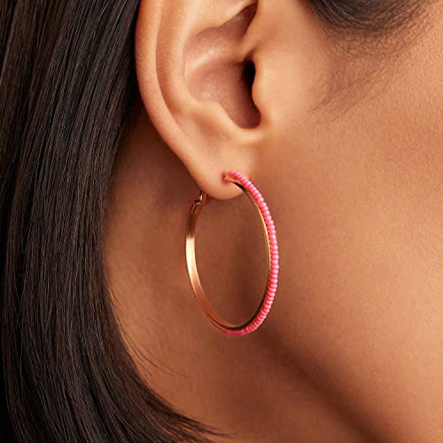 Jinxiuge 6 Pair Beaded Hoop Earrings Boho Flower Round Earrings Women's Handmade Earrings Set - style: Style-B