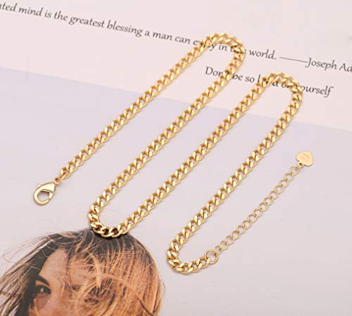 Aobei Pearl 18K Gold Plated Paperclip Chain Choker Satellite Chain Freshwater Cultured Biwa Pearl Pendant Necklace Dainty Turquoise Jewelry for Women - color: Cuban Chain