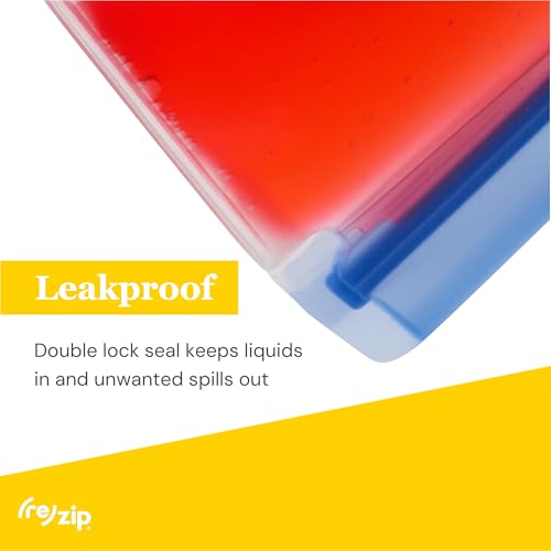 (re)zip On-the-Go Stand Up Small 1-Cup Clip-On Bags with 2 Carabiners, 2-Pack Cobalt - Reusable Bags | Leakproof, Water-Resistant for Snacks, Laptop Accessories Cables, Cords, USB Drives, Earphones - color: Cobalt