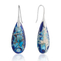 SELOVO Stone Fishhook Dangle Drop Earrings Statement Earrings for Women Stone - color: Dark Blue-Silver Color Hook