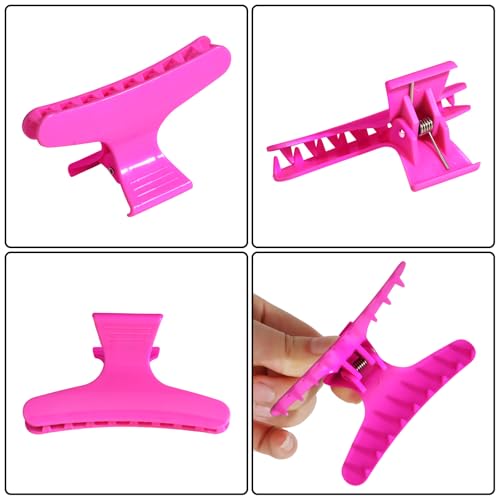 Ondder Black Hot Pink Butterfly Hair Claw Clips for Styling & Sectioning - Makeup Hair Accessories for Women & Girls - color: Black & Hot Pink