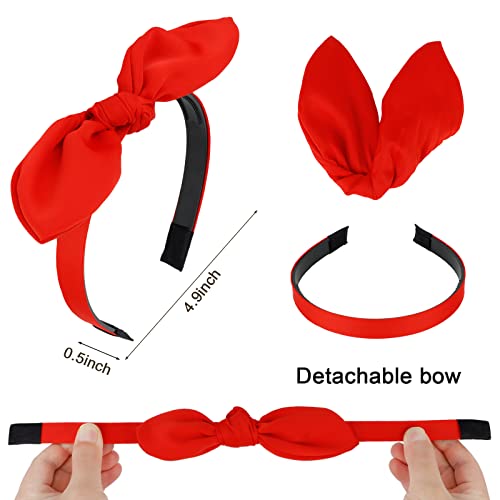 Jaciya Bow Headbands for Women Thin Headband with Bow Bunny Ears Girls Hair Accessories Solid Color - color: Solid Color-2