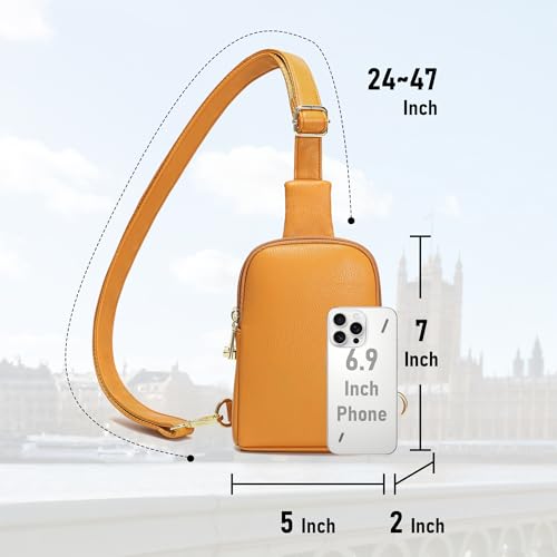 INICAT Women's Small Sling Bag, Lightweight Everyday Vegan Leather Crossbody Purse for Daily Essentials and Travel Light - color: Mustard Yellow, size: Small