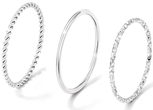Gokeey Gold Rings for Women Non Tarnish, Dainty 14K Gold Plated Stackable Thin Thumb Ring Set Trendy Pinky Wedding Bands Engagement Rings for Women Size 4 5 6 7 8 9 10 11 - color: Silver, size: 6