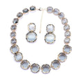 925 Sterling Silver Bib Necklace Transparent Polygon Resin Choker, Indian Ethnic Large Collar Big Bib Necklace, Black Chunky Rhinestone For Women Mrs Jewelry, Emerald Statement Colorful Beaded - color: bib necklace gray set