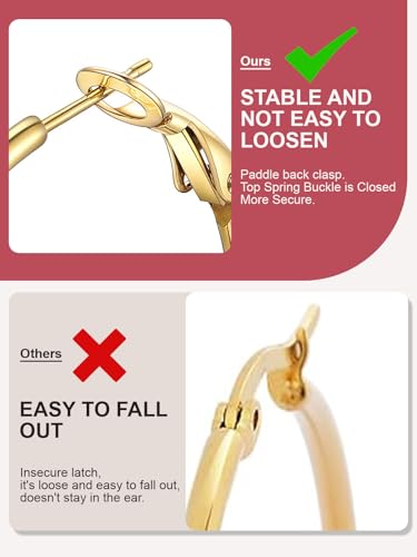 FOCALOOK 14K Gold Plated Lightweight Large Hoops| 2mm Thin Hoop Earrings for Women 30/40/50/70/100mm - color: 01.Gold, size: 30mm