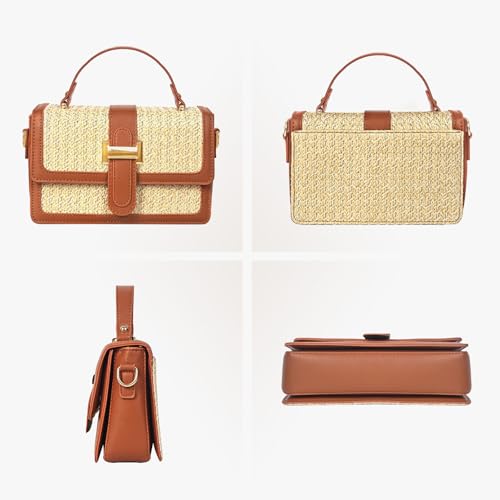Straw Crossbody Bags for Women Summer Straw Clutch Bag Woven Beach Purse Vacation Handbags | Straw - color: A Brown