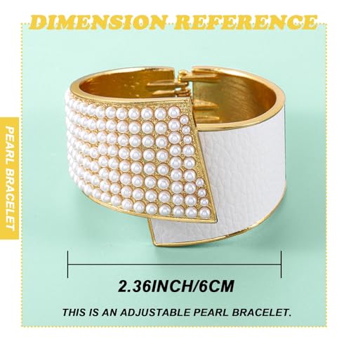 ELABEST Stylish Rhinestone Bracelet Cuff Bracelets Stretch Bracelets Sparkly Hand Chain Wedding Parties Jewelry Accessories for Women - color: Pearl-White