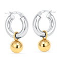 LeCalla 925 Sterling Silver Beaded Ball Hoop Earrings | Lightweight Sleeper Bead Ball Earring Hoops | Cape Style Hoop Earrings for Women - color: Gold-Plated 10mm Ball Dangle