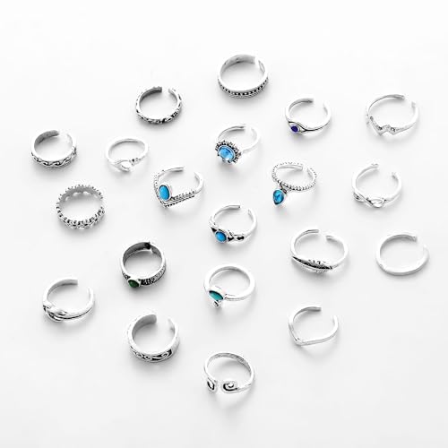 INENIMARTJ Gold Toe Rings for Women, Vintage Style Open Ring Set, Adjustable Summer Beach Foot Jewelry - color: B:20pcs