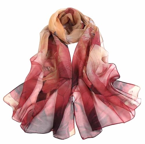 Xyueanlo Scarfs for Women Fashion Scarves Print Pattern Lightweight Sunscreen Scarf Wraps Shawls - color: Lotus Red