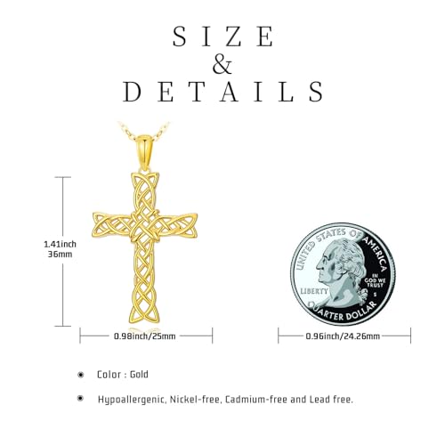 14K Gold Cross Necklace Gold Cross Pendant Necklace Christian Faith Jewelry Gifts for Women - style: B-Celtic Cross