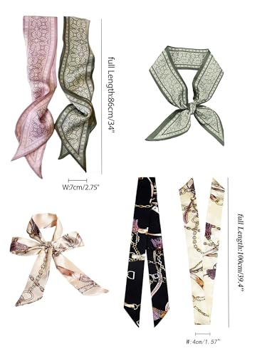 kcctoo 2/6/10Pack Scarf Bags for Women Handbag Scarfs Band Hair Neck Scarves Fashion Gifts - color: 6pc Scarf White