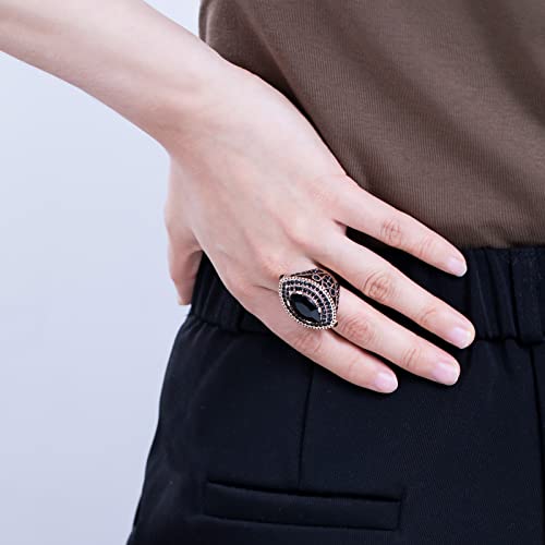 Women Ring - 32mm Turkish Style Gemstone Women Jewelry J0769 - color: Black
